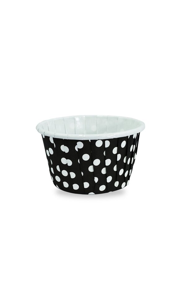 Muffin/Cupcake Cake Mold/Container Capsule, Oven Safe, Air Fryer Compatible, Black Dots 50-Pack