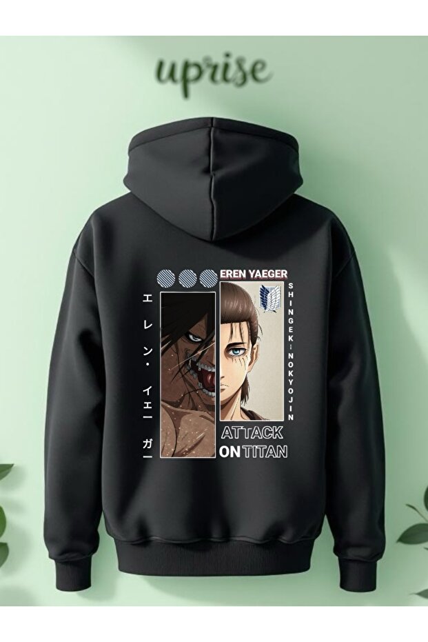 Attack on Titan Eren Yaeger Printed Cotton 3 Thread Oversize Sweatshirt