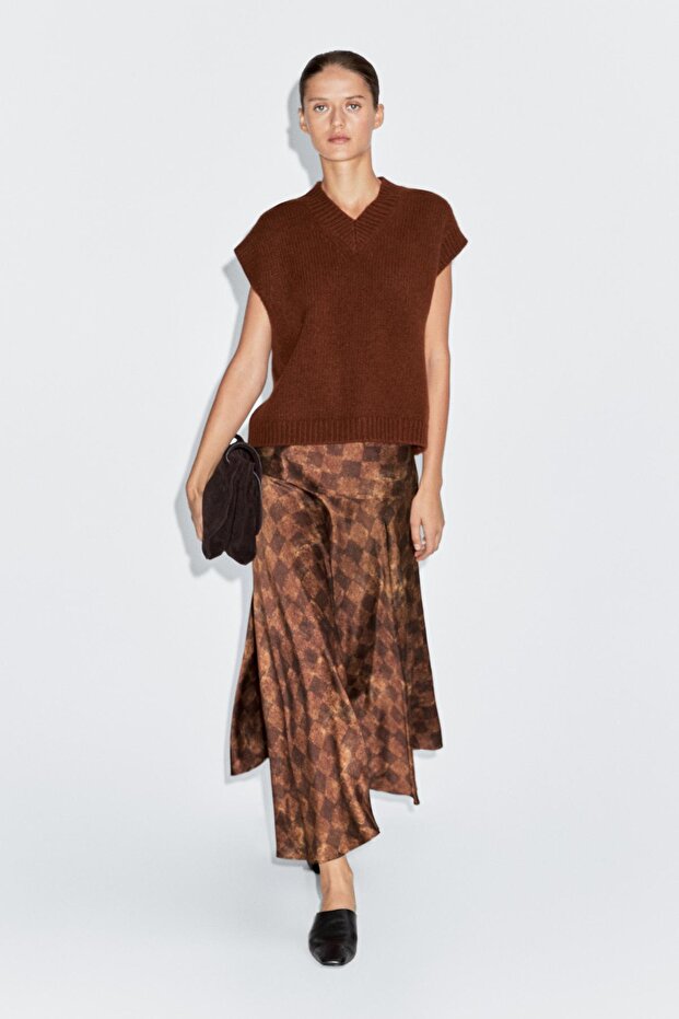 Kareli midi etek - 2