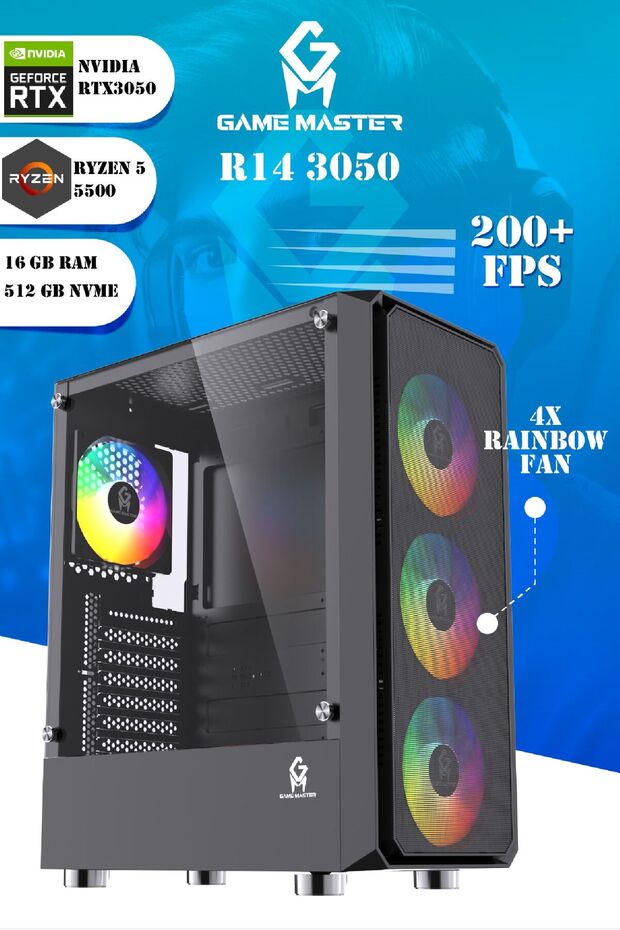 R14 3050 R5 5500 CPU 16GB DDR4 RAM 512GB M.2 SSD 6GB RTX3050 Gaming Pc Kasa - 1