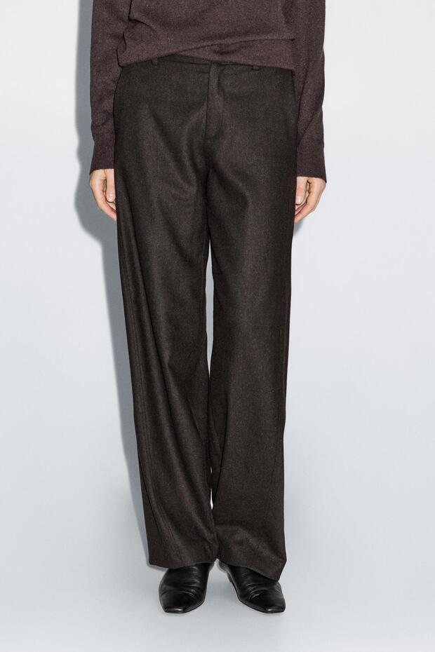Yün karışımlı flanel pantolon - 4