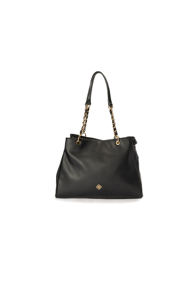 Solid Shoulder Bag with Chain Detail Strap - 1