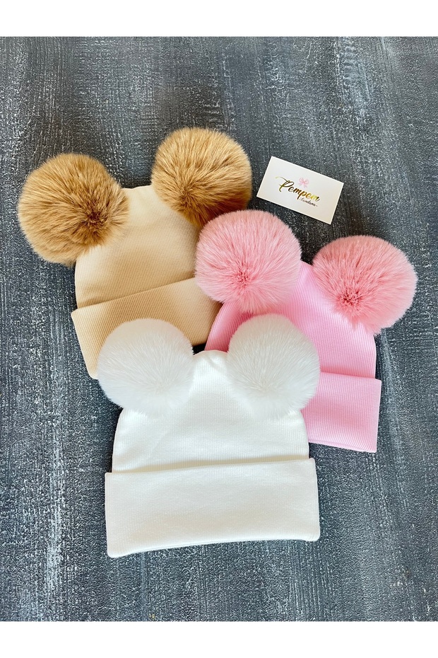 Baby Girl Child Large Plush Pompom Camisole Beret