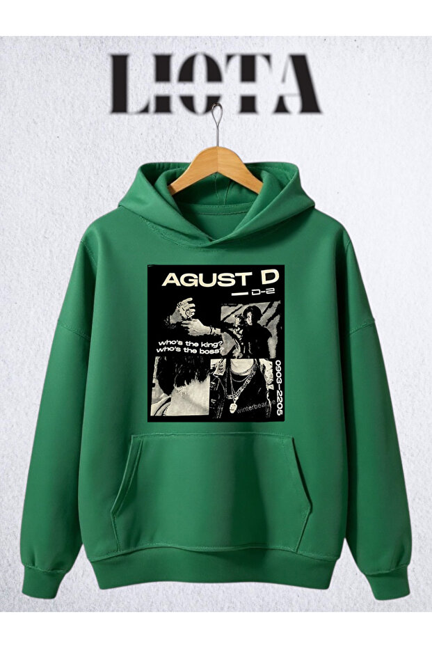 سويت شيرت قطني كبير الحجم مطبوع عليه Agust D مكون من 3 خيوط