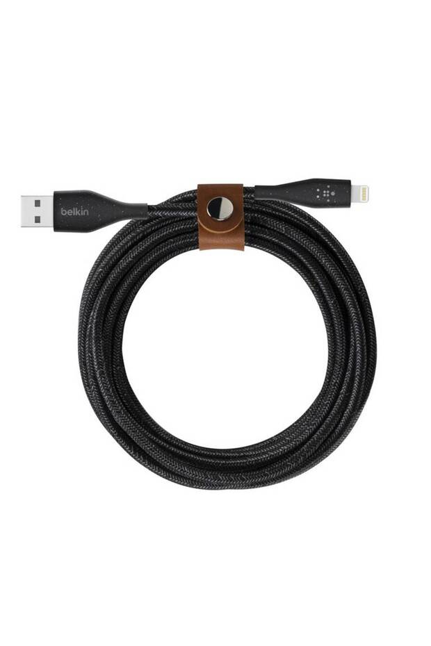 كابل USB إلى Lightning من القماش بطول 1.2 متر مع منظم - أسود