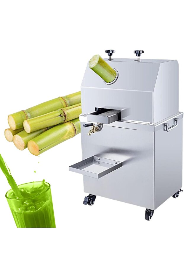 Commercial Electric 750W Slow Masticating Sugarcane Juicer Machine with Feed Chute Tray, Sugar Cane