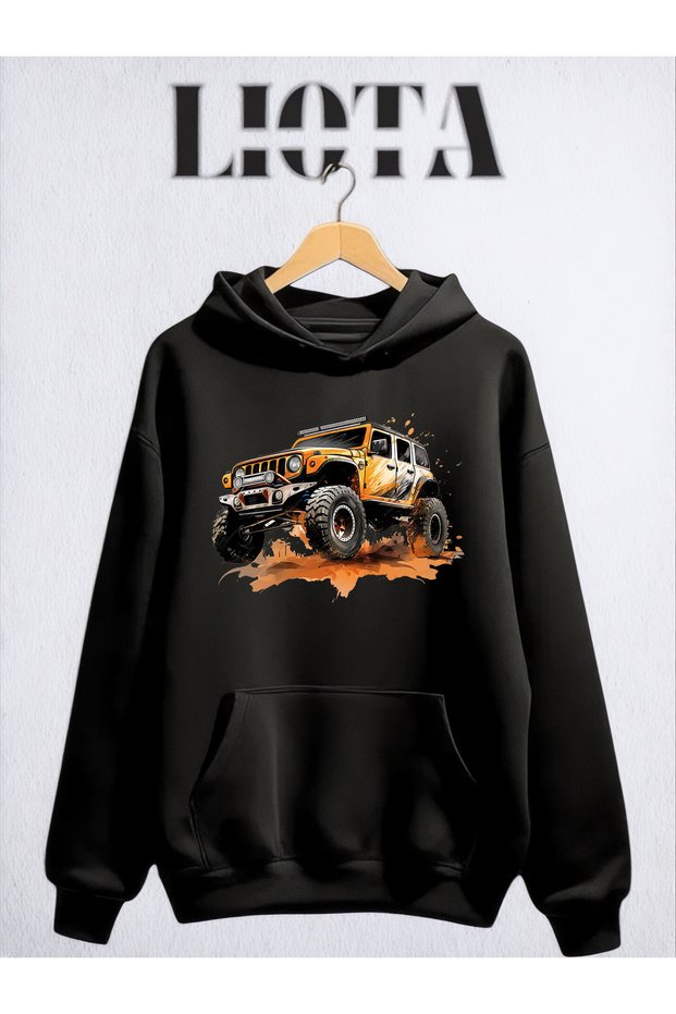 Car Printed Oversize Cotton 3 Thread Sweatshirt