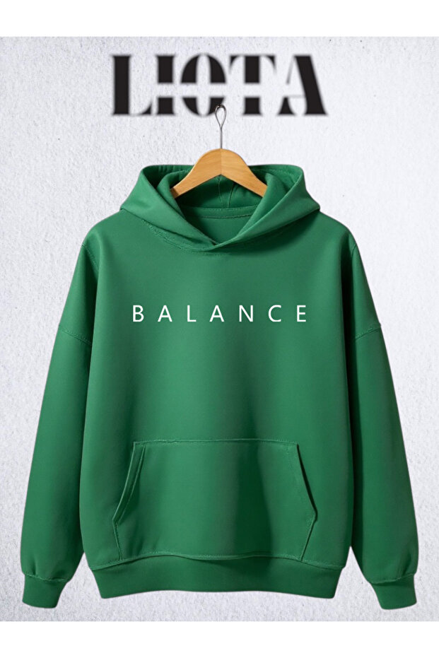 سويت شيرت قطني كبير الحجم مطبوع عليه Balance مكون من 3 خيوط
