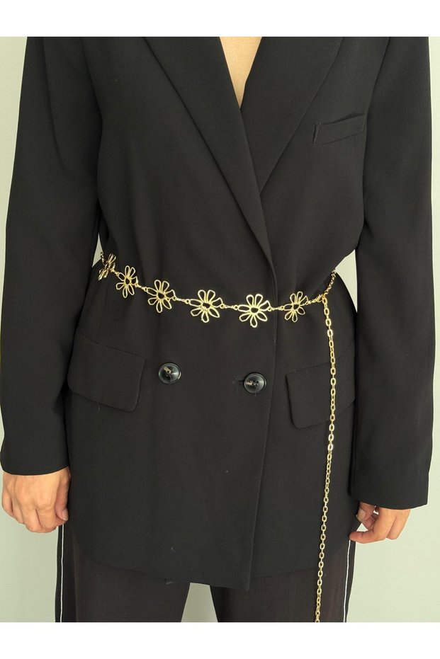 Flower Gold Chain Accessory for Jacket, Dress, Pants, Evening Dress, Body Chain, Beach Belt