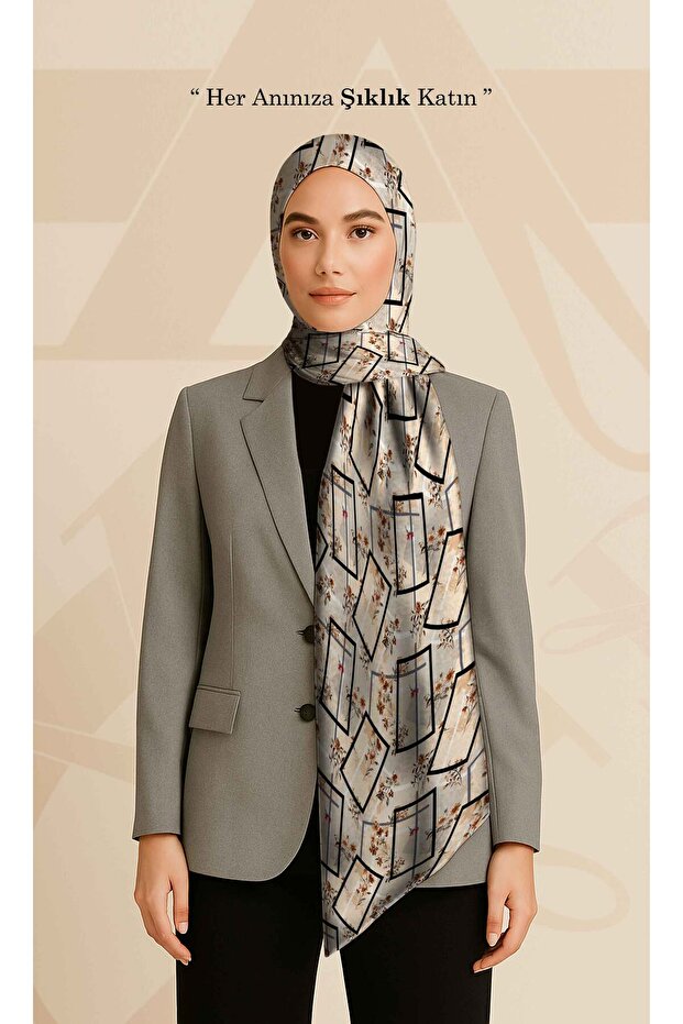 Frame Floral Pattern Shawl | Modern Style and Sophisticated Elegance Collection | Chiffon Fabric