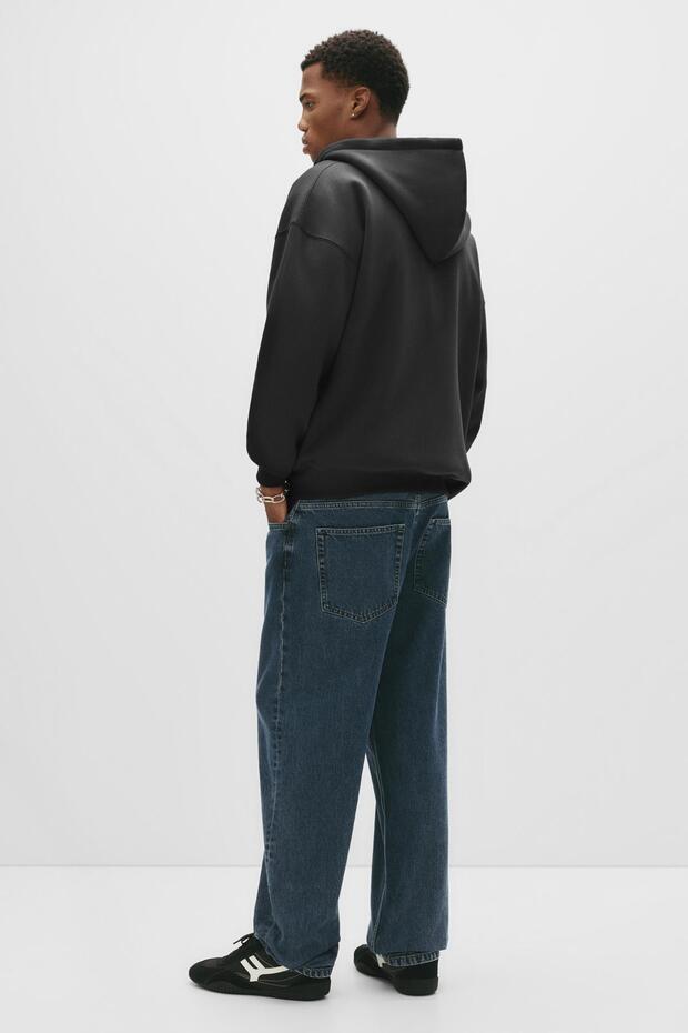 Basic kapüşonlu fermuarlı sweatshirt - 4