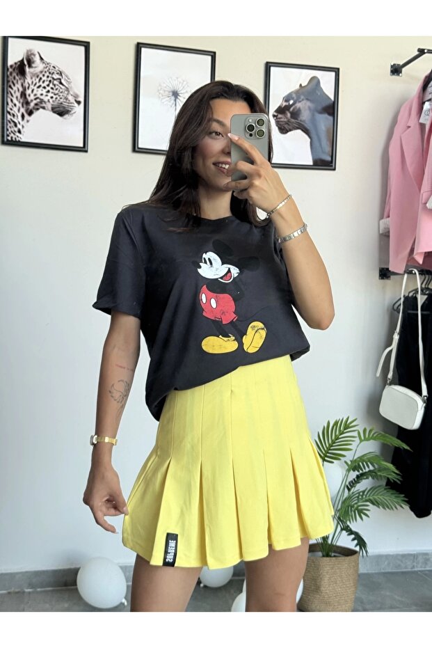 Sarı Pileli Etek - 1