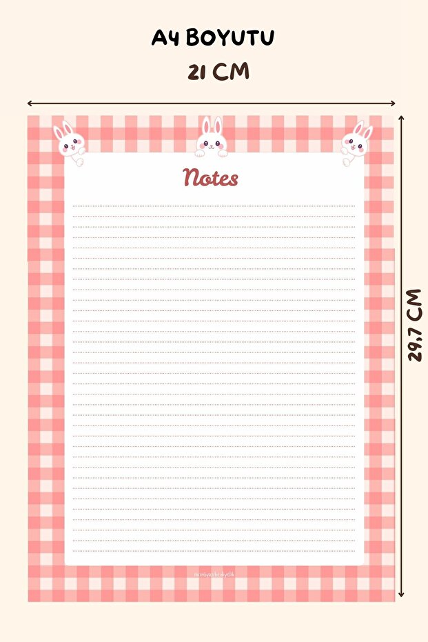 Striped A4 Notepad, Notebook, Notepad, Notes with Plaid Pattern and Cute Rabbit Design - 2
