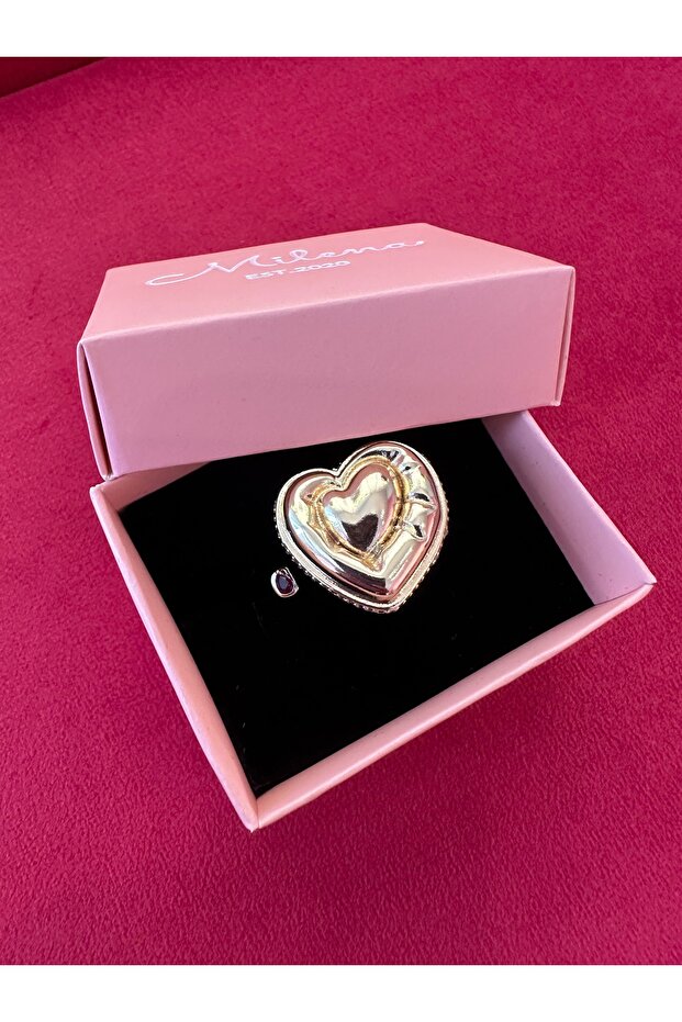 Milena Istanbul Heart and Pink Stone Gold Ring