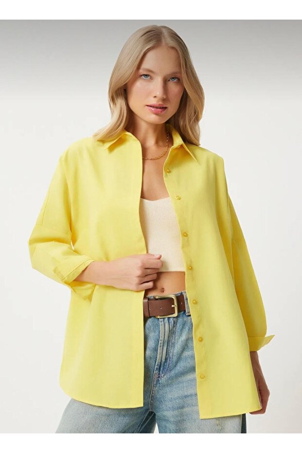 Kadın Oversize Uzun Basic Gömlek - 2