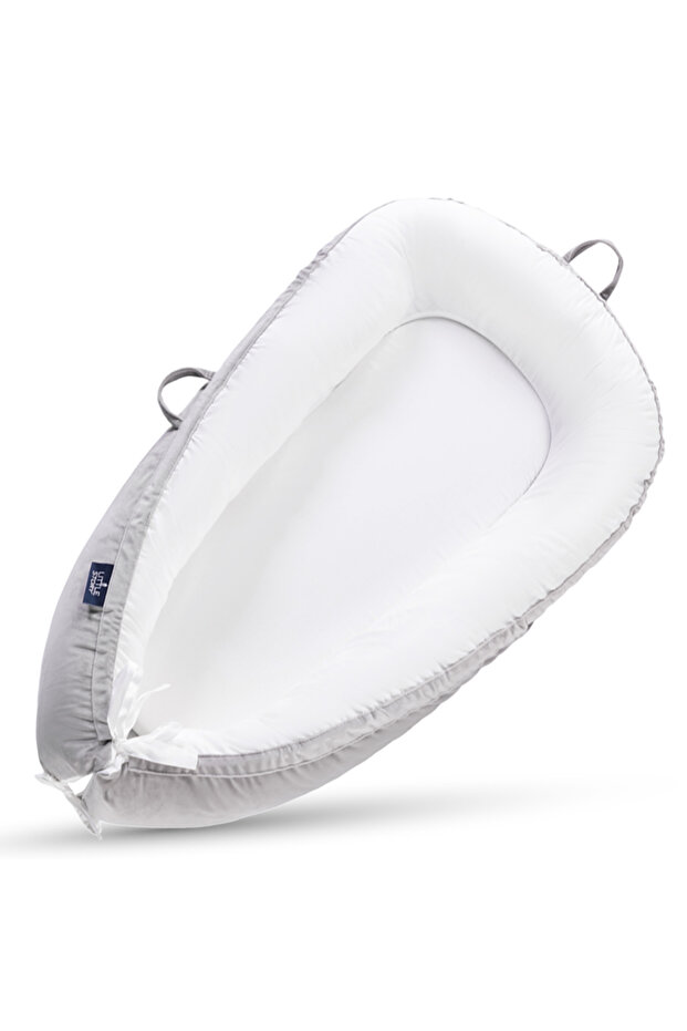 Soft Breathable Fiberfill Newborn Lounger Bed - Solid Grey