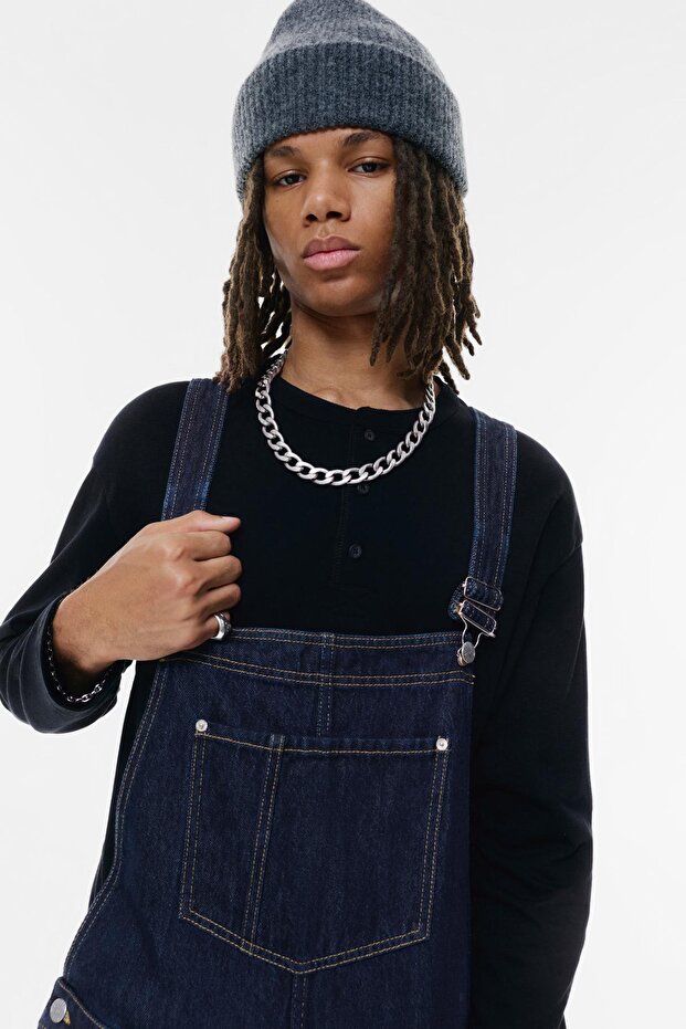 Uzun denim salopet - 4