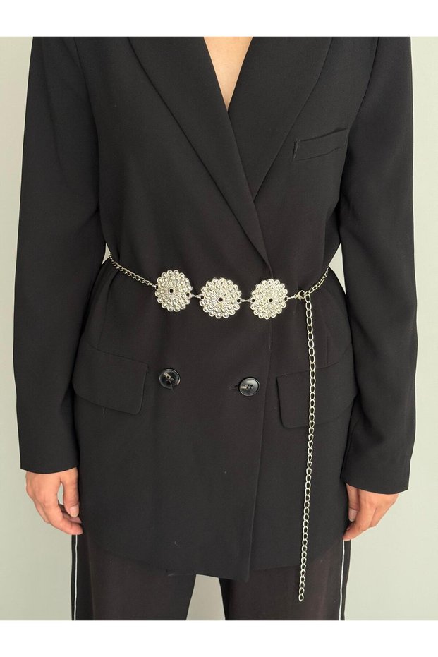 Lotus Flower Silver Chain Accessory for Jacket, Dress, Pants, Evening Dress, Body Chain, Beach Belt