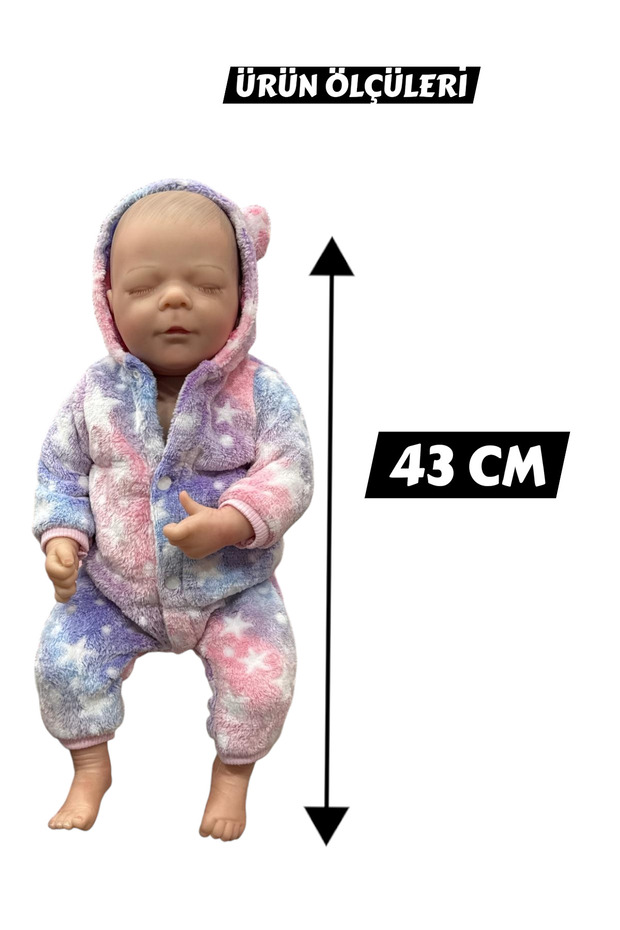 43 Cm Aksesuarlı Gerçekçi Bebek %100 Silikon Yumuşak Doku Aksesuarlı Bebek-Soft Yumuşak Gerçek Bebek - 5