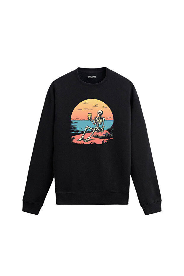 Sunset Skeleton Printed Sweatshirt - 1