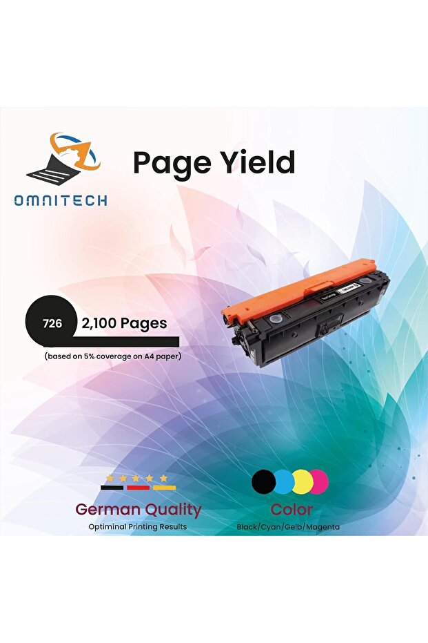 Omni Tech 726 Black Toner Cartridge - Compatible with Printer Canon I-SENSYS LBP6200d (Black)