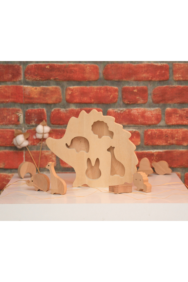 MiniVerse Kirpi Temalı Eğitici Ahşap Puzzle - 3
