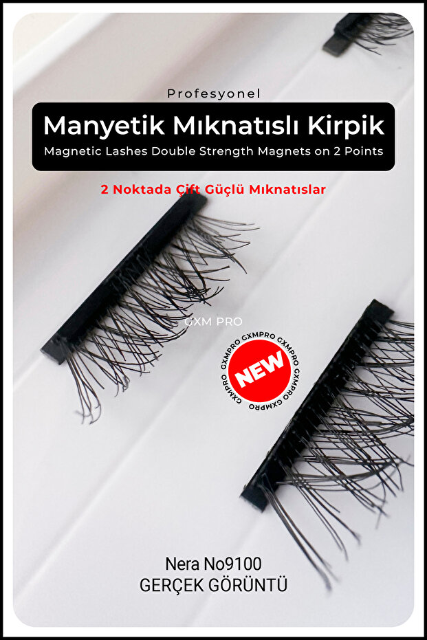 Manyetik Mıknatıslı Kirpik (Eyeliner Hediyeli) - Magnetic Lashes Double Strength Magnets on 2 Points - 3