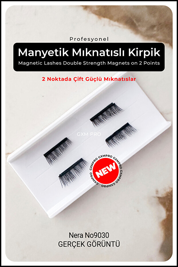 Manyetik Mıknatıslı Kirpik (Eyeliner Hediyeli) - Magnetic Lashes Double Strength Magnets on 2 Points - 1