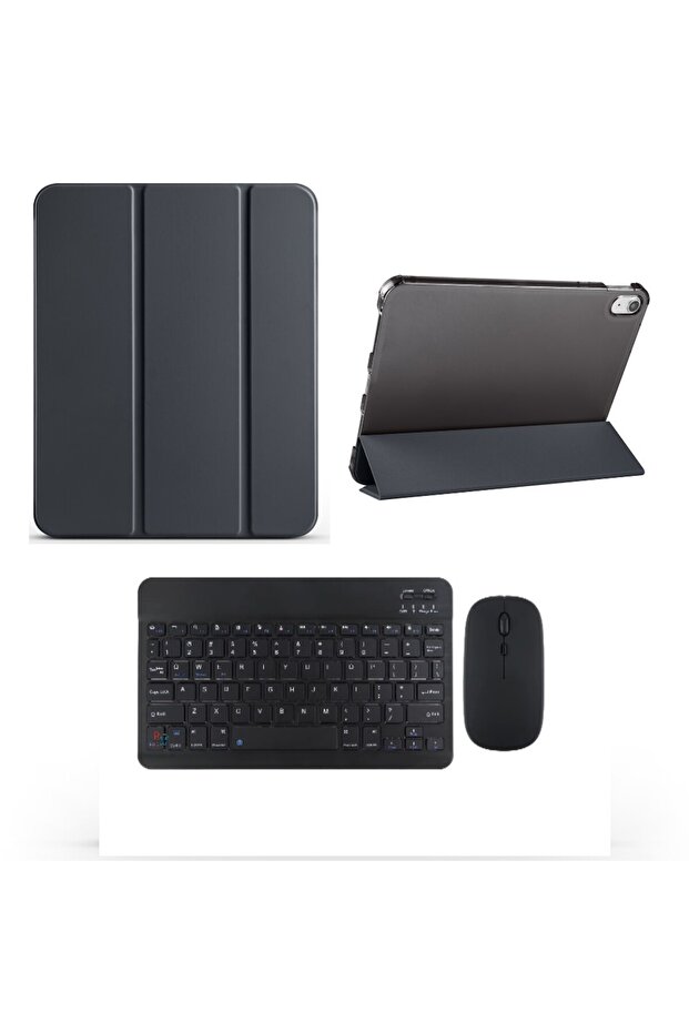 İpad 10.Nesil 2022 10.9 Inç İle Uyumlu Standlı Smart Kılıf ve Klavye Mouse 2'li Set - 1