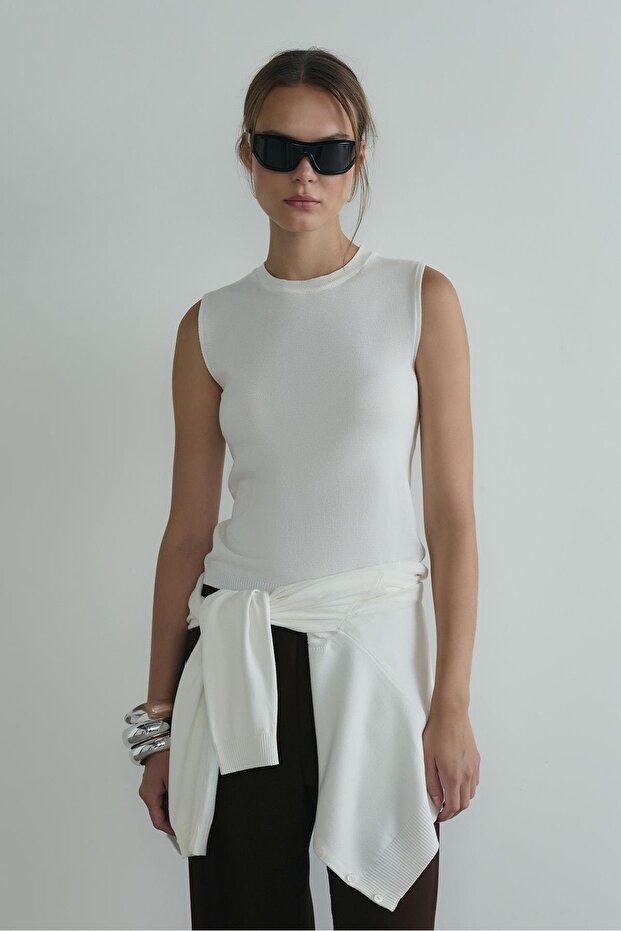 Ekru Lea Triko Bluz - 3