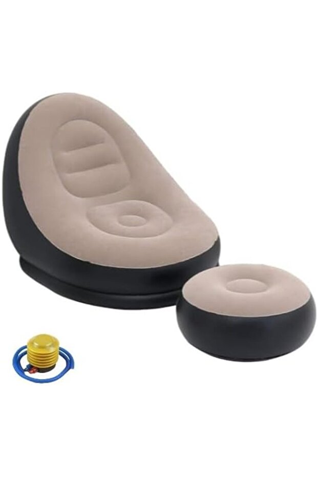 Inflatable Sofa - Inflatable Lounge Chairs 98 * 116 * 83cm | Air Couch Footrest 31 * 62cm, Lazy