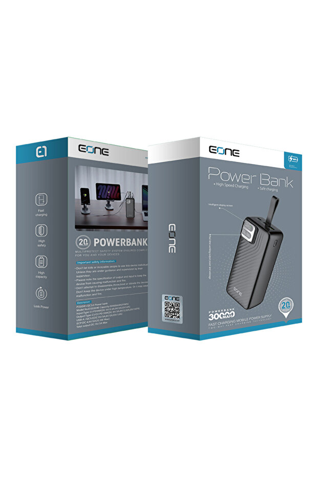 باوربانك EONE Slim 30000mAh شحن سريع مع شاشة رقمية