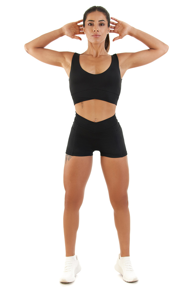 Everyday High Waist Double-Breasted Shorts with Pocket Detail