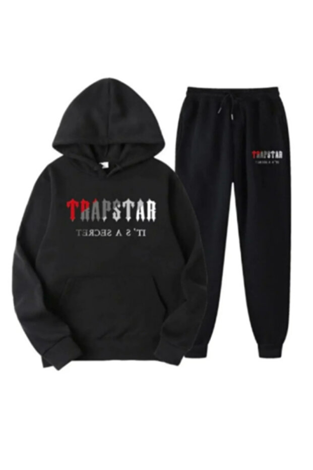 Hooded Trpstr Printed Oversized Unisex Women's/Men's Winter 3-Thread Tracksuit Set