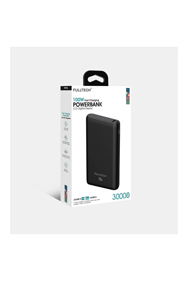 FP19 - 30.000mAh, 2xUBS-C, 1xUBS-A Portlu LCD Göstergeli, 100W Powerbank - 2