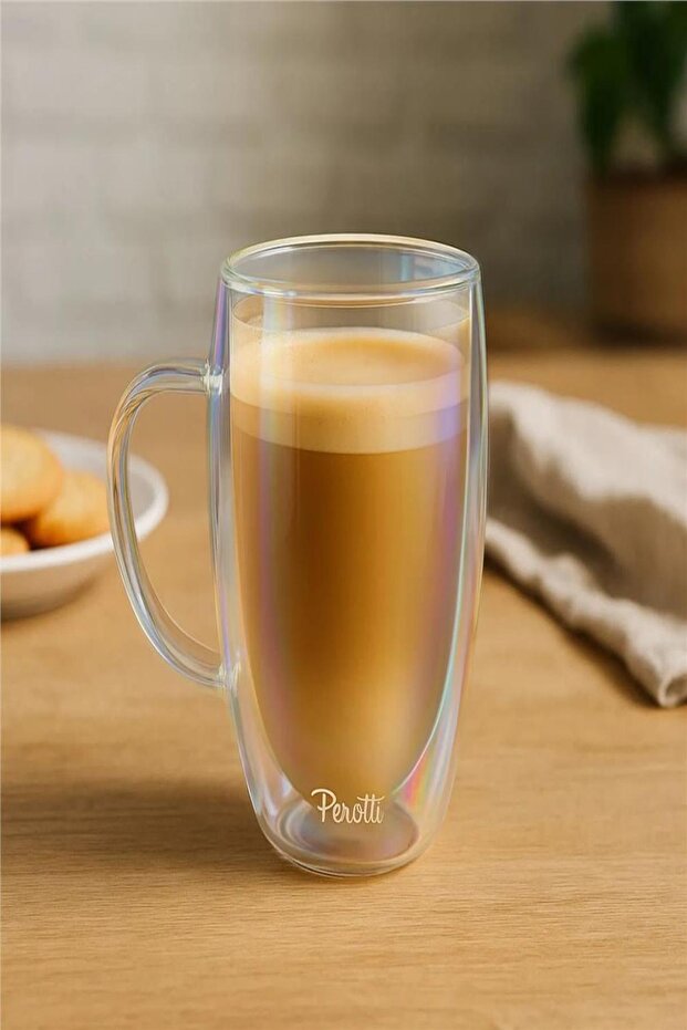 Colors Çift Cidarlı Lüsterli Latte Kupa - Şeffaf - 450 ml - 1