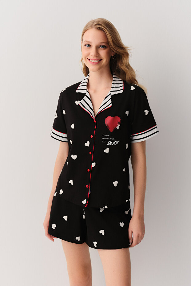 Enjoy Gömlek Yaka Şort Pijama Takımı - 1
