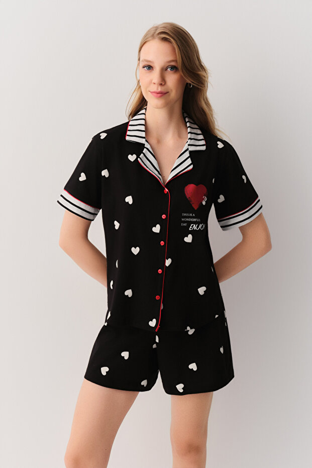 Enjoy Gömlek Yaka Şort Pijama Takımı - 2