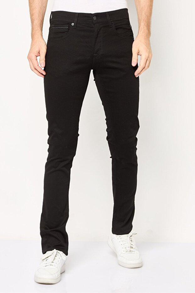 Men Regular Fit Solid Stretchable Jeans, Black - 1