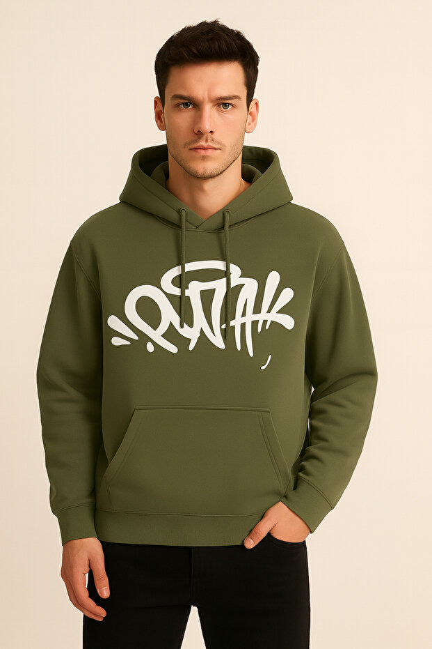 Hooded Sweatshirt - Unisex - Oversize - 3 Thread Raised - Graffiti Printed