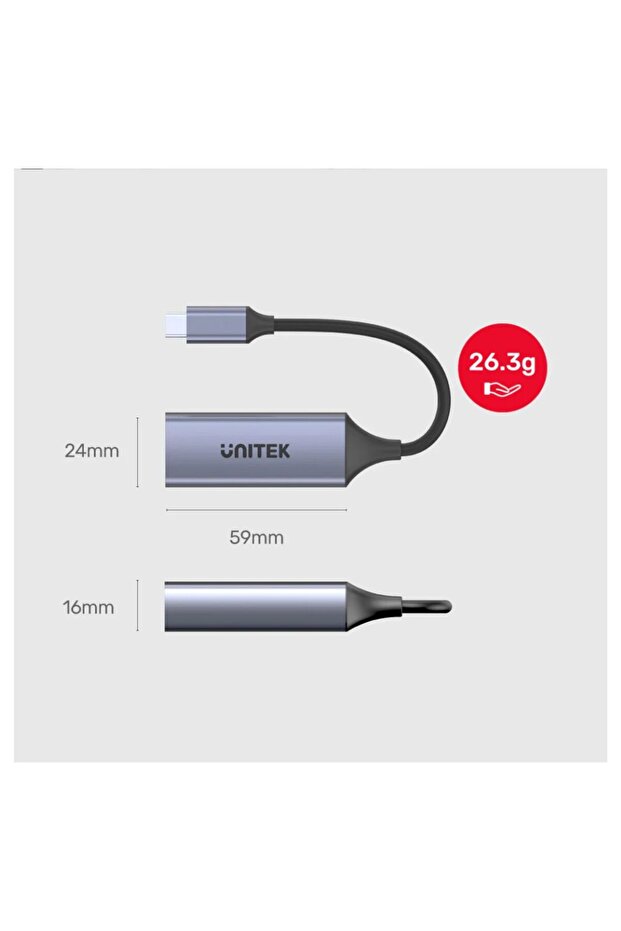 USB-C to Ethernet Adapter 100W PD, 5Gbps – Space Grey | U1323A - 7