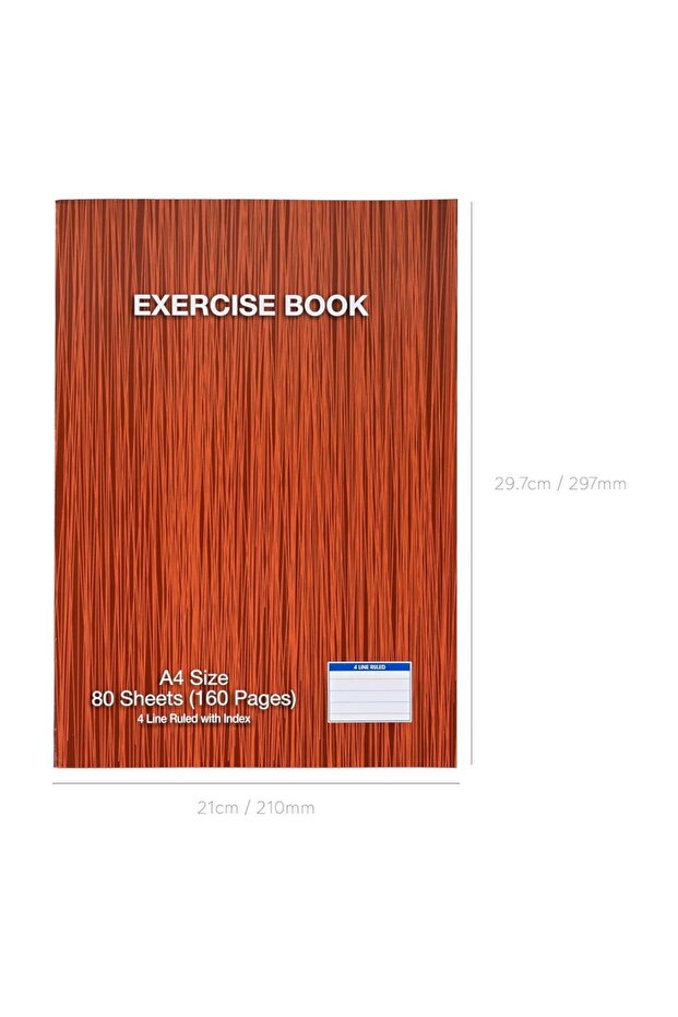 A4 Exercise Book 1-Side Plain/4-Line Ruled, Left Margin, 80 Sheets (160 Pages) - 4