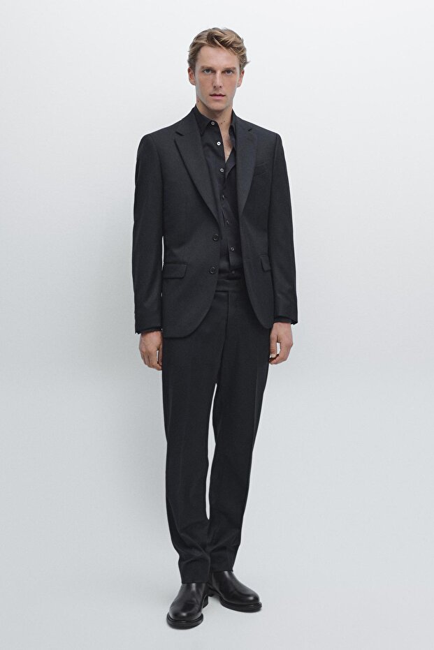 Wool blend flannel suit trousers - 1