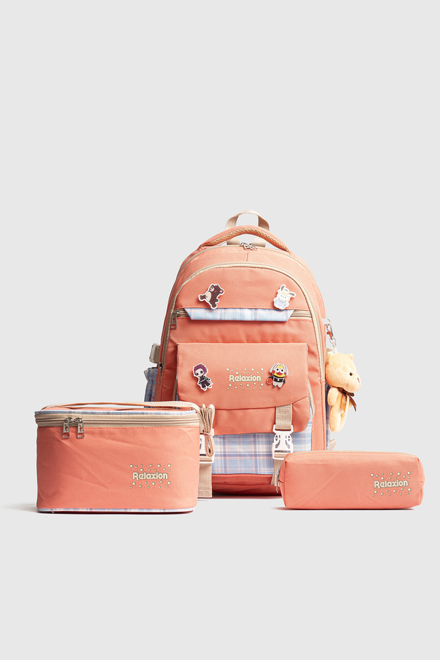 Rlx-1396 Set of 3 Children's Primary School Bag with Pencil Holder and Lunch Bag Backpack Yavru Ağzi