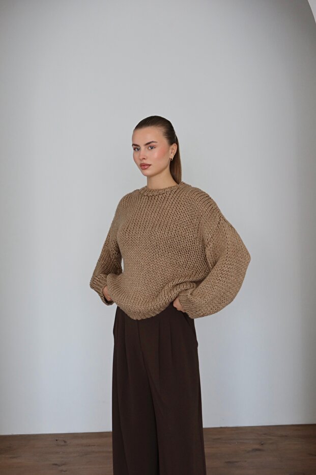 Kadın Oversize Örme Kazak - 3