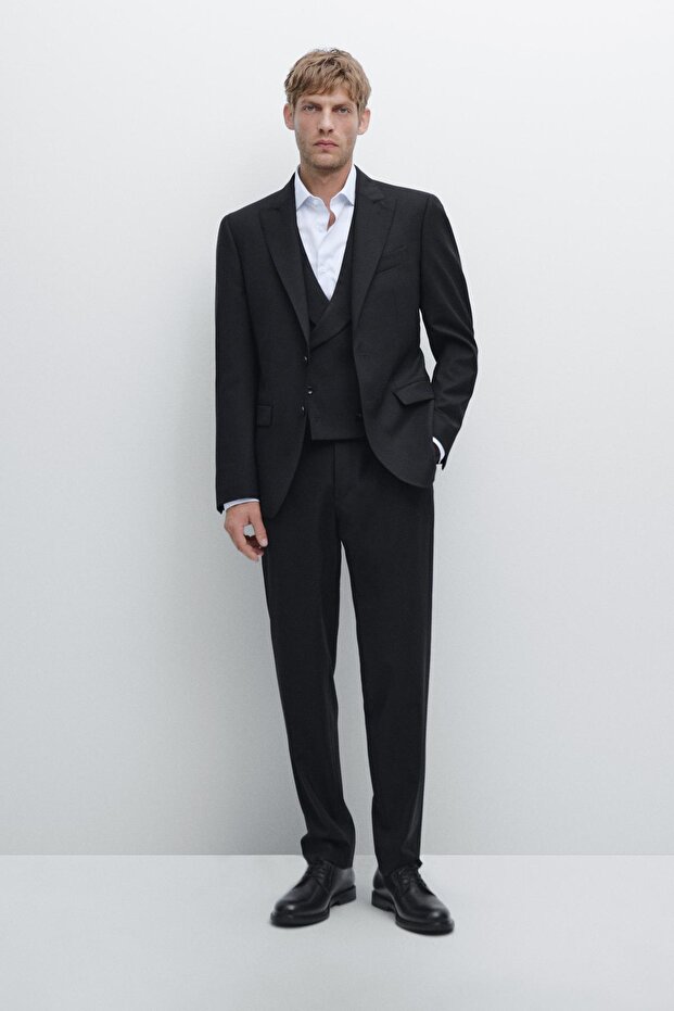 Wool blend suit trousers - 1
