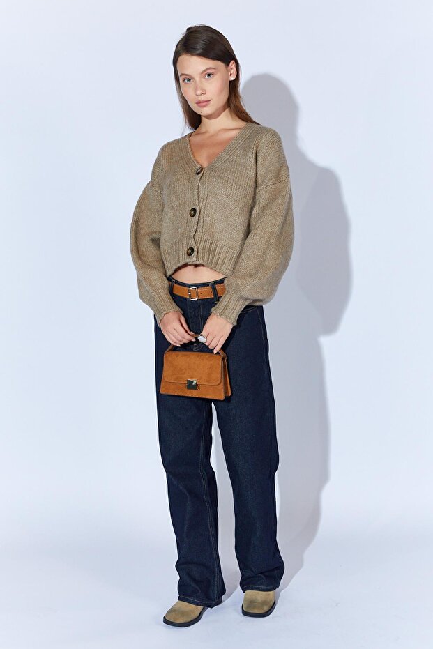 Kadın Vizon V Yaka Basic Hırka - 7