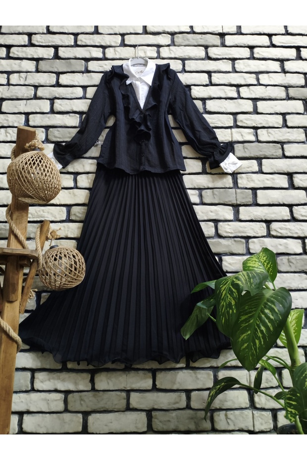 سترة بأزرار وياقة مكشكشة - 2