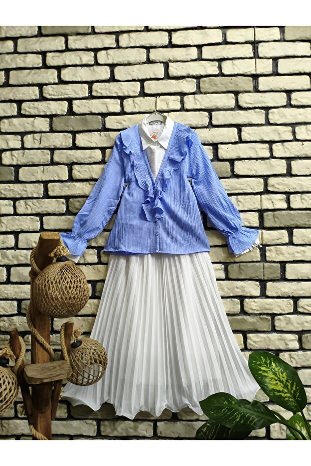 Collar Ruffled Buttoned Cardigan - 4