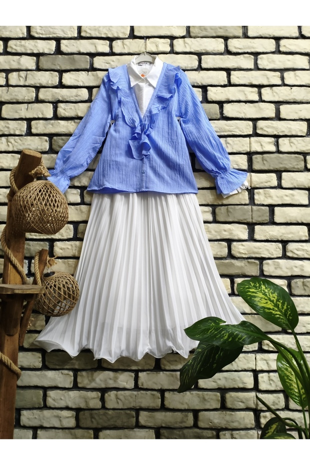Collar Ruffled Buttoned Cardigan - 3